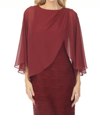 Joseph Ribkoff - Chiffon Overlay Ruched Maxi Evening Dress