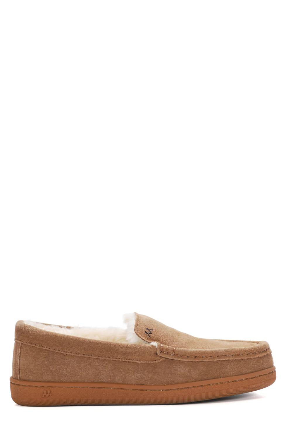 Mykos Men's Faux Shearling Lined Moc Slipper in chestnut - men's loafer