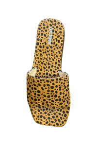 Cape Robbin - Women's Queens Sandal Cheetah Print Square Toe Slides