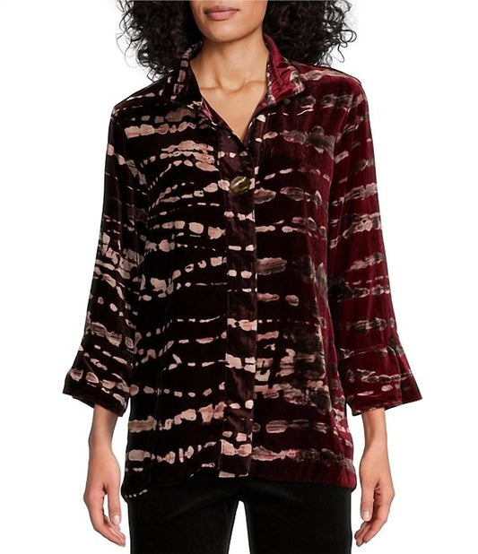 John Mark - Tie Dye Wire Collar Hidden Button Top