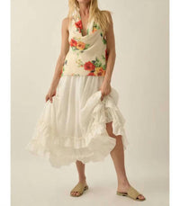 Promesa - Floral Chiffon Cowl Neck Halter Top