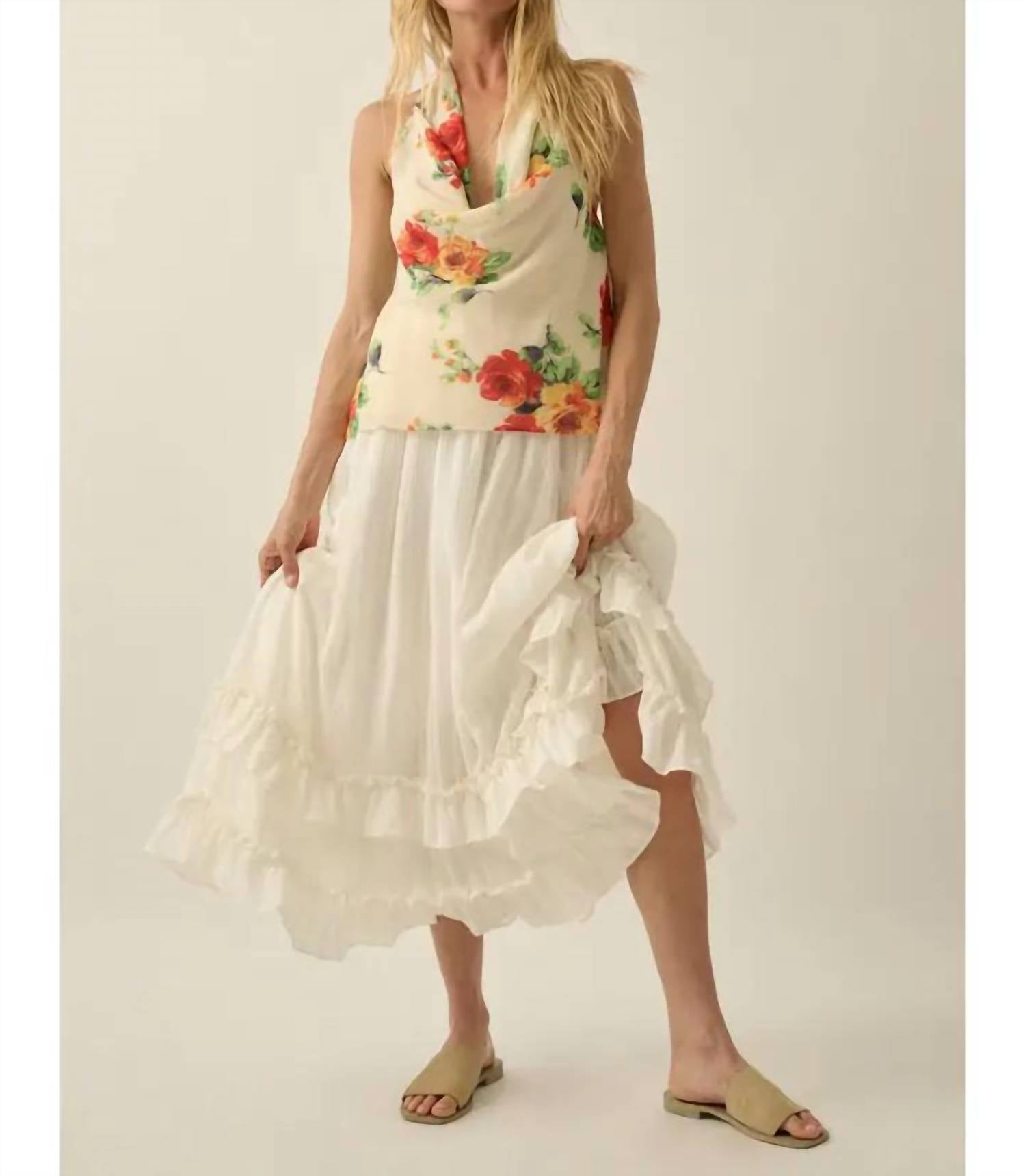 Promesa - Floral Chiffon Cowl Neck Halter Top