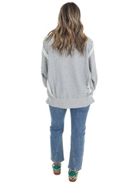 Ee:Some - Faded Varsity Print Pullover Top