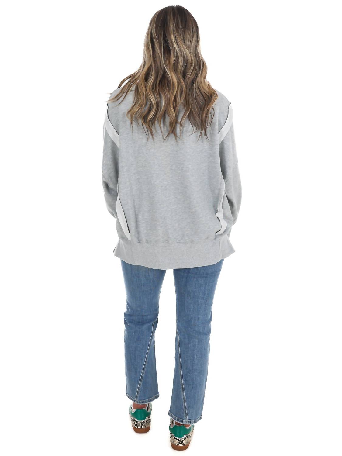 Ee:Some - Faded Varsity Print Pullover Top