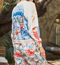 PAPARAZZI Reversible Satin Embroidered Baseball Jacket in tropical - women's jacket - view 5