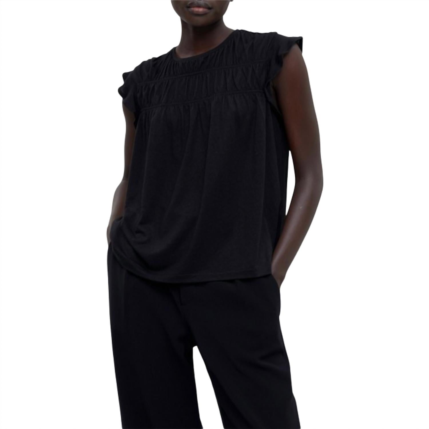 CLOSED Women's Frills T-Shirt in black - women's blouse