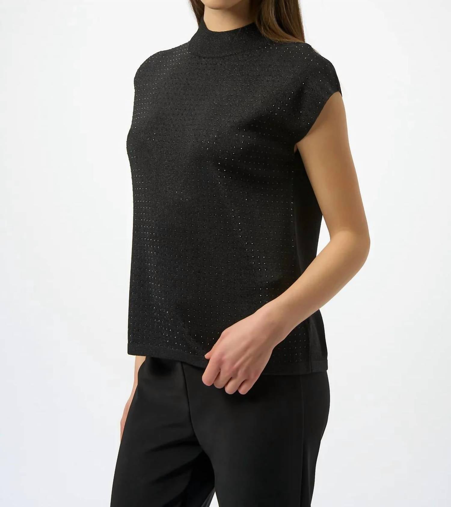 Joseph Ribkoff - Mock Neck Embellished Sleeveless Top