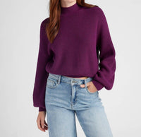 Seventy Eight and Sunny Pacific Mock Neck Marled Sweater in heather eggplant - women's sweater