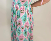 Peach Love - Rhombus Smocked Tier Maxi Dress