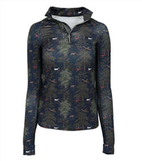 DAPPLEBAY Women's Autumn Toile Quarter Zip Shirt in green - women's top