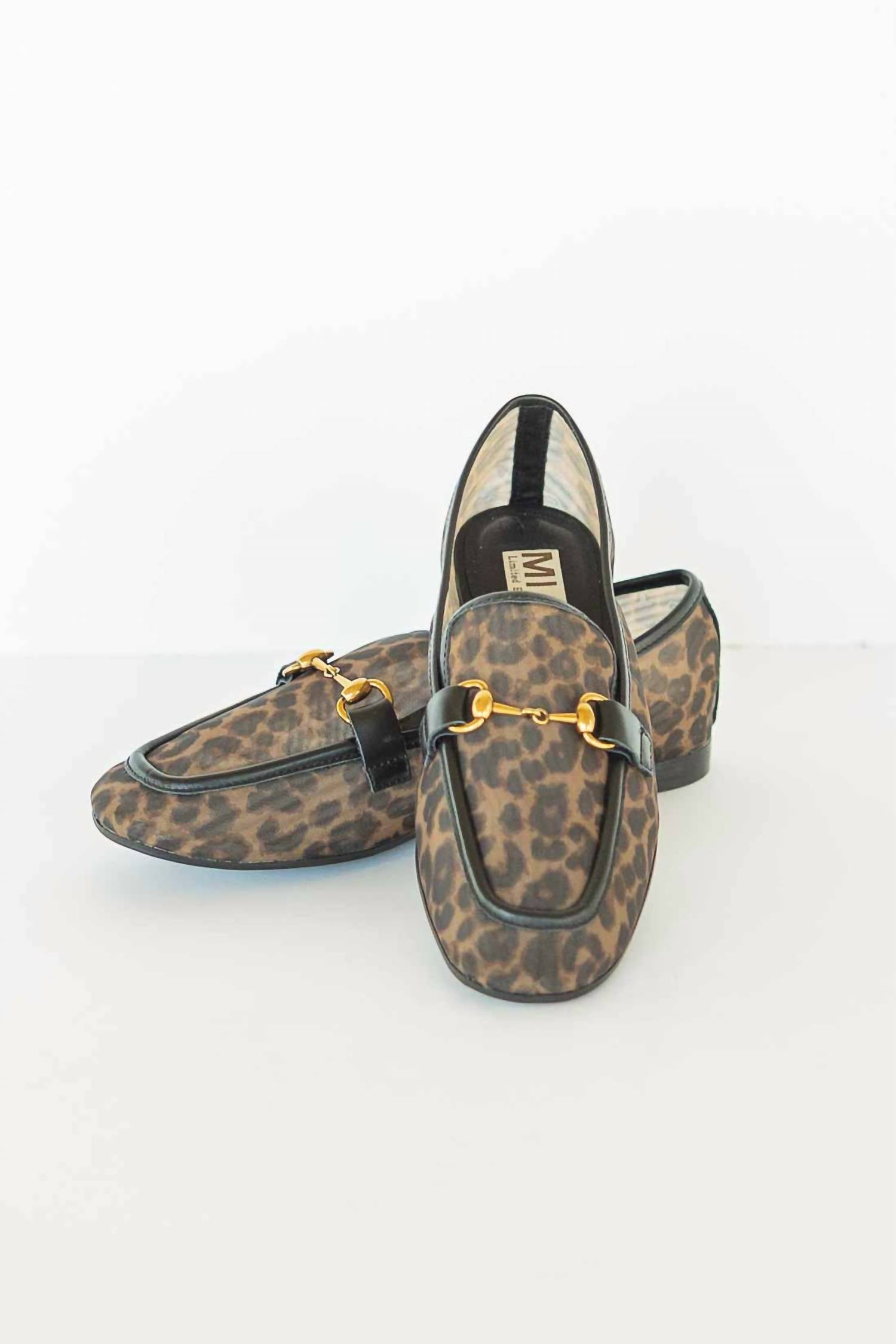 Mia Shoes Women's Blossom Mesh Loafers in leopard - women's flats - detail view