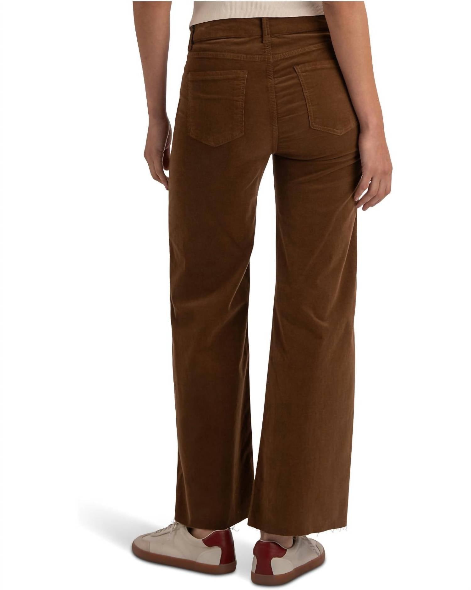 KUT FROM THE KLOTH Meg High Rise Velvet Wide Leg Pant in cognac - women's pants - alternate view
