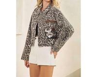 Veveret - Leopard Denim Jacket With Back Contrast