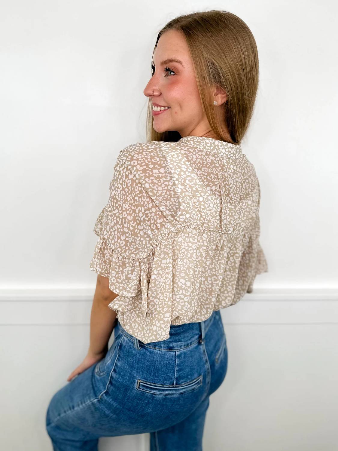Bibi - Wild Things Sheer Short Sleeve Top