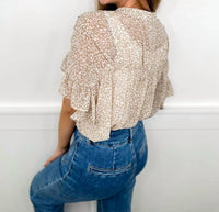 Bibi - Wild Things Sheer Short Sleeve Top