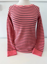 Nic + Zoe Women's Long Sleeve Striped Waffle Tee in pink navy - women's sweater