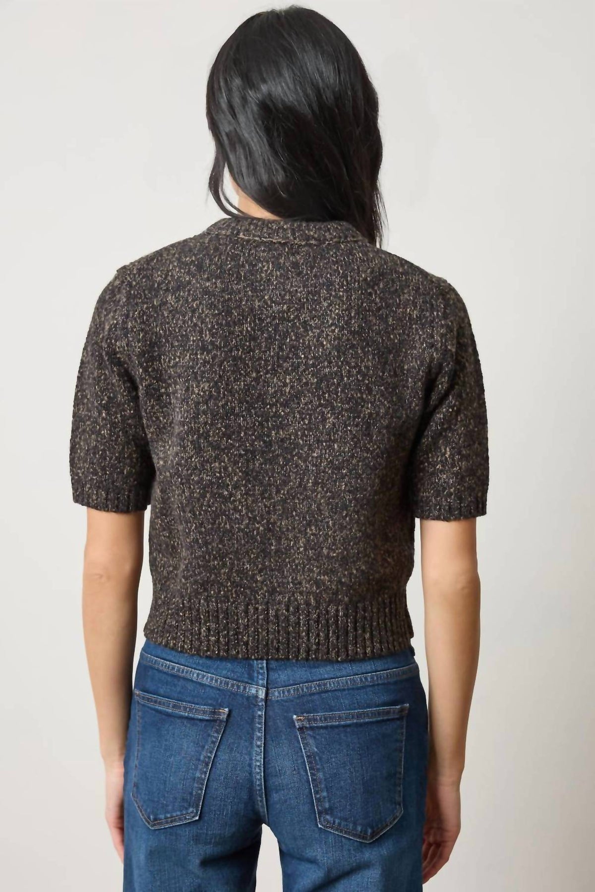 Lilla P - Women's Short Sleeve Marled Pullover Sweater