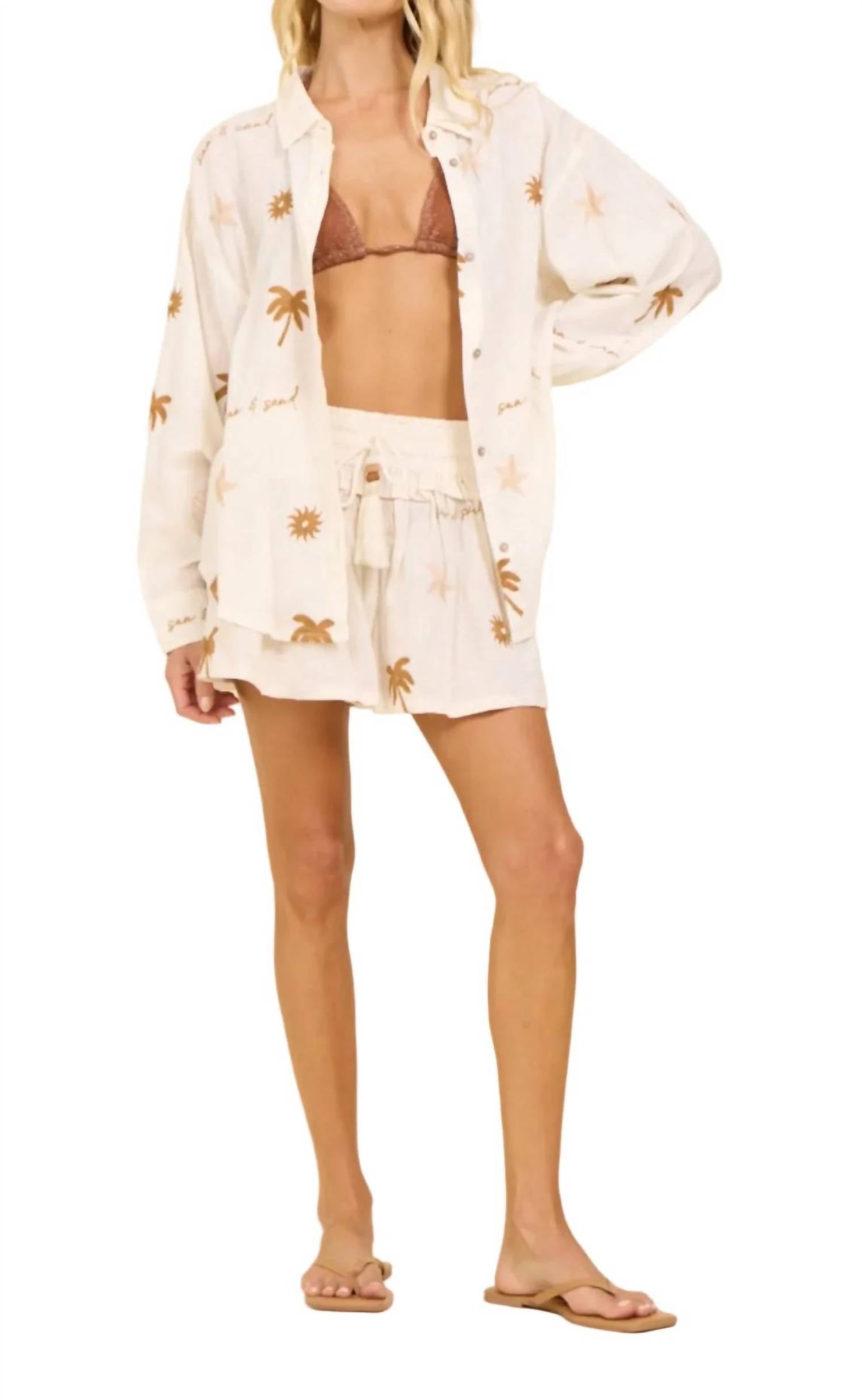 Vintage Havana - Sun And Sand Embroidered Button Down