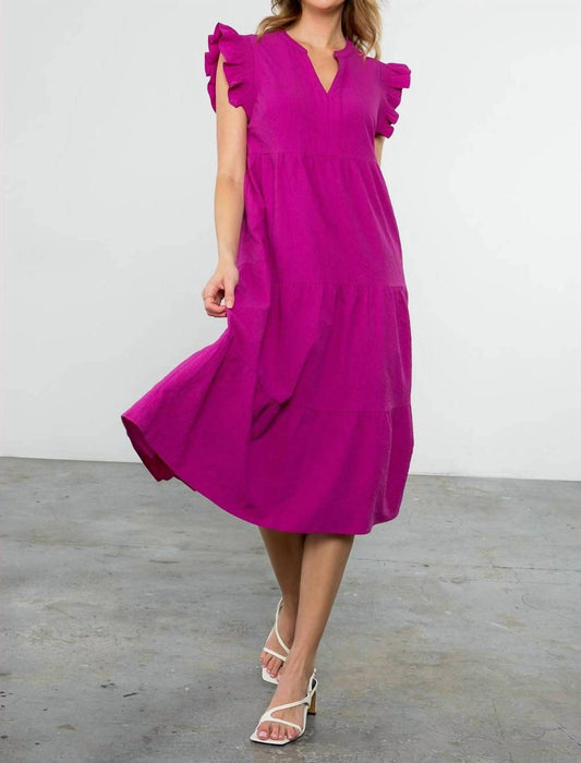Thml - Ruffle Sleeve Tiered Midi Dress