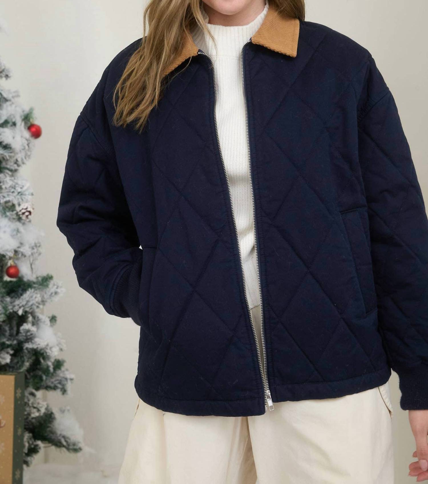 Blu Pepper - Corduroy Collar Barn Jacket