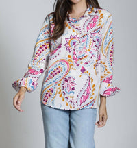 APNY Boyfriend Button Up Shirt in paisley daze - women's blouse