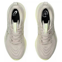 ASICS Women's Gel Cumulus 27 Wide Shoe in mineral beige huddle yellow - women's sneaker - detail view
