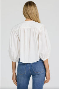 DEAR JOHN DENIM Wilma Button Top in white - women's blouse - detail view