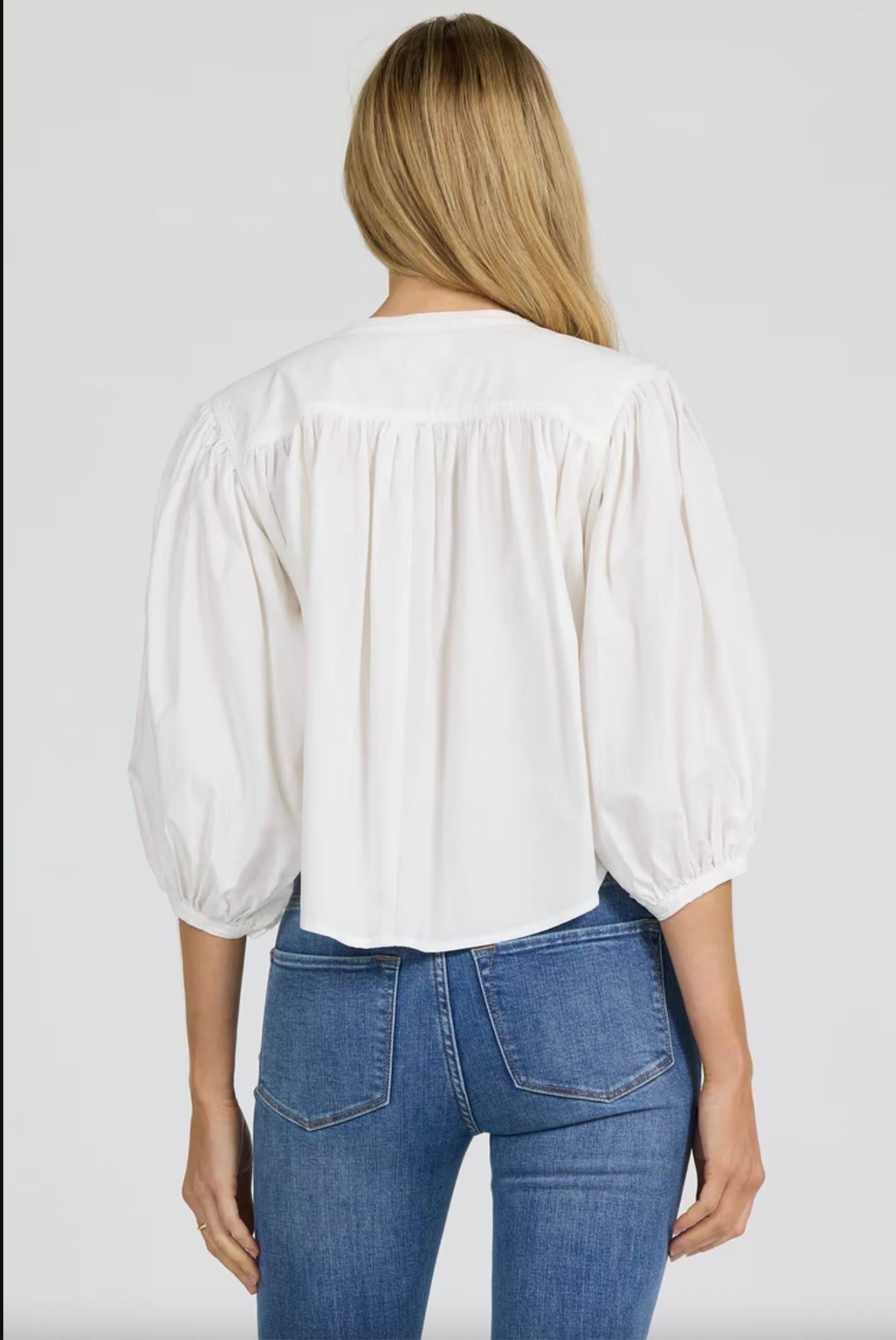 DEAR JOHN DENIM Wilma Button Top in white - women's blouse - detail view
