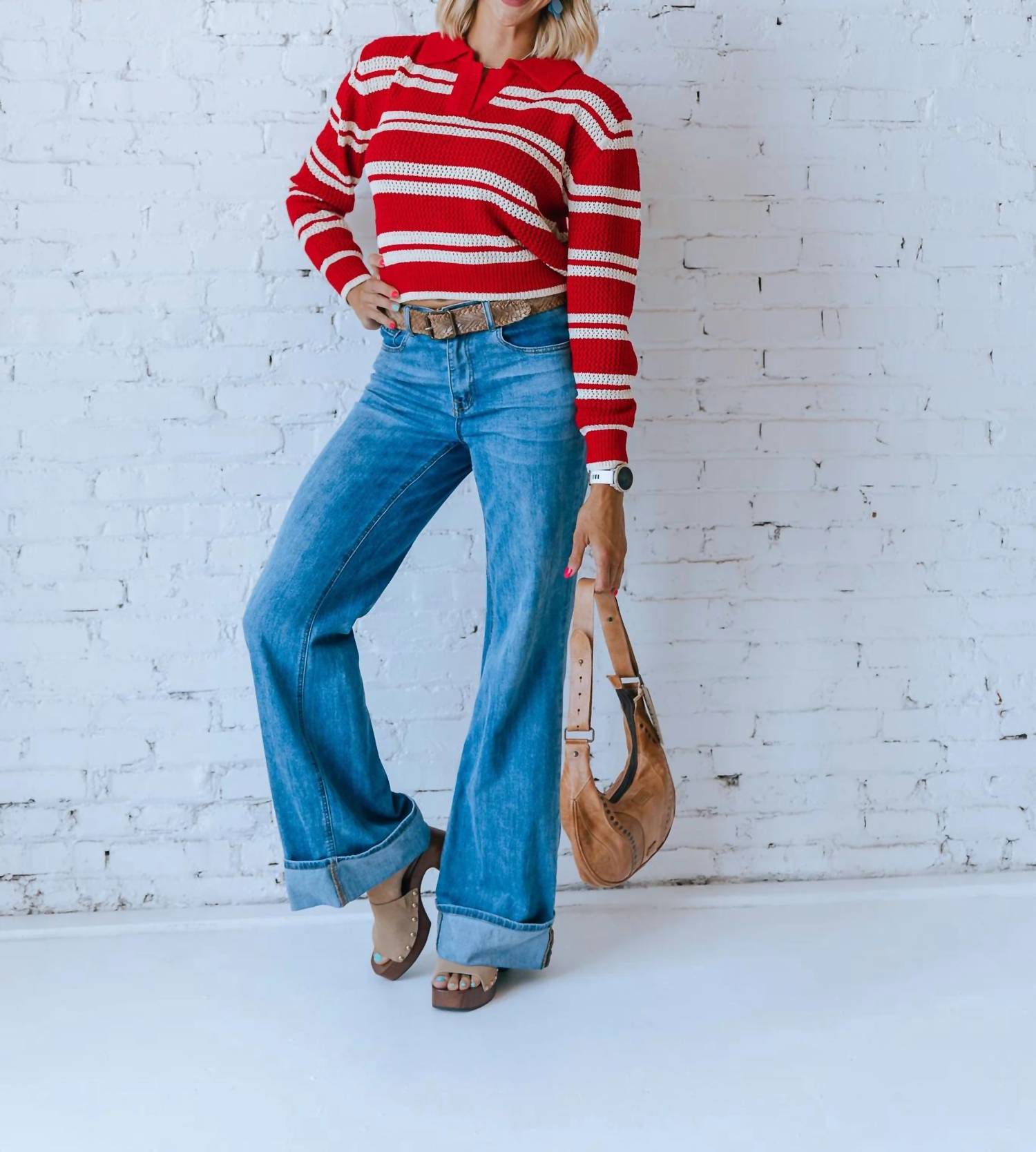 Sage The Label - CADDIE COLLARED STRIPE SWEATER