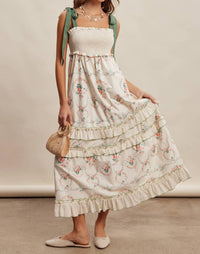 Listicle - Floral Smocked Tiered Maxi Dress