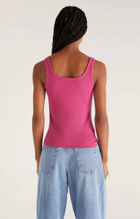 Z Supply Women's Audrey Rib Tank Top in plum - women's tank top - detail view