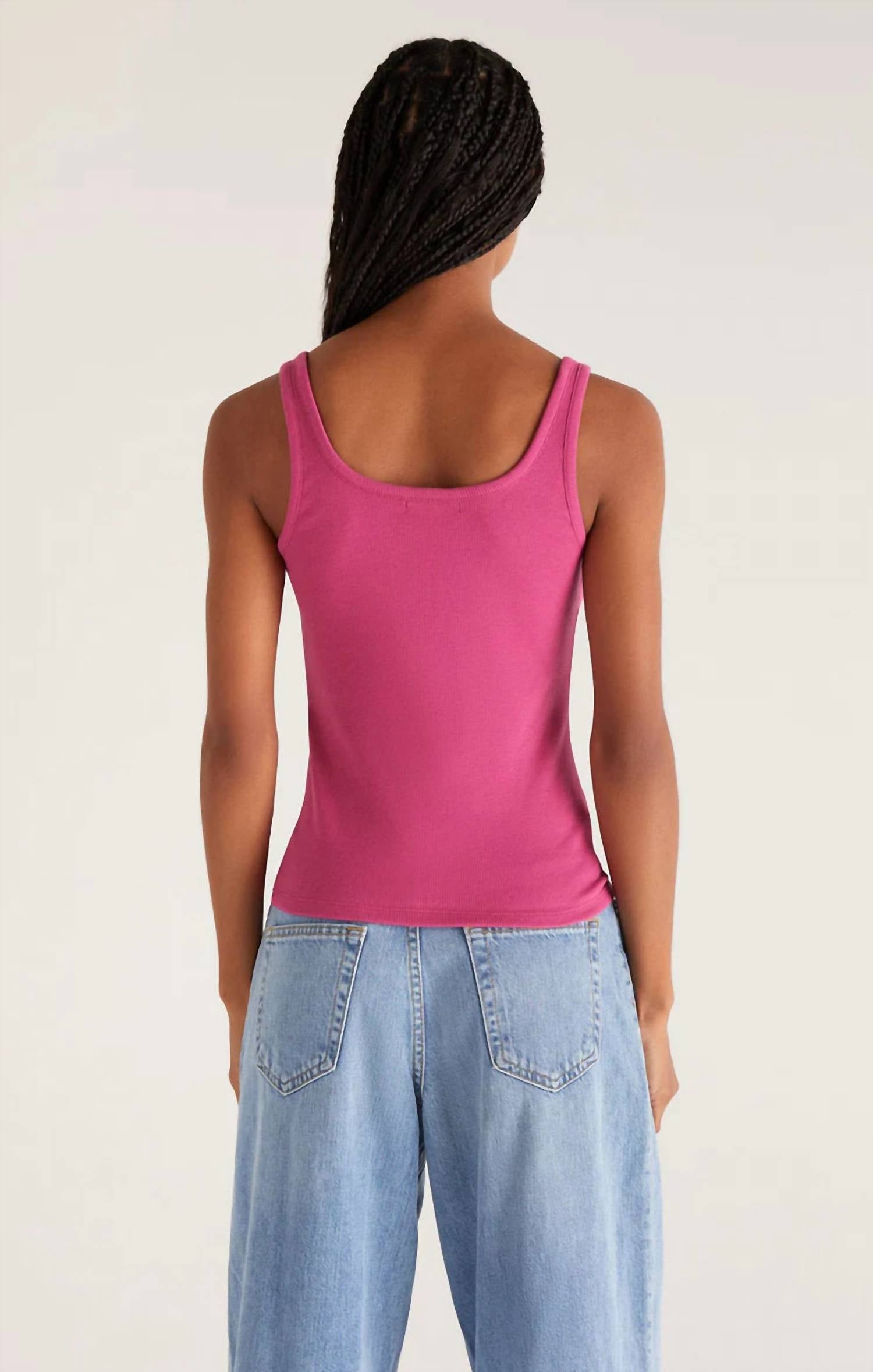 Z Supply Women's Audrey Rib Tank Top in plum - women's tank top - detail view