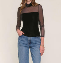 heartloom Pomelo Velvet Long Sleeve Top in black - women's long sleeve top