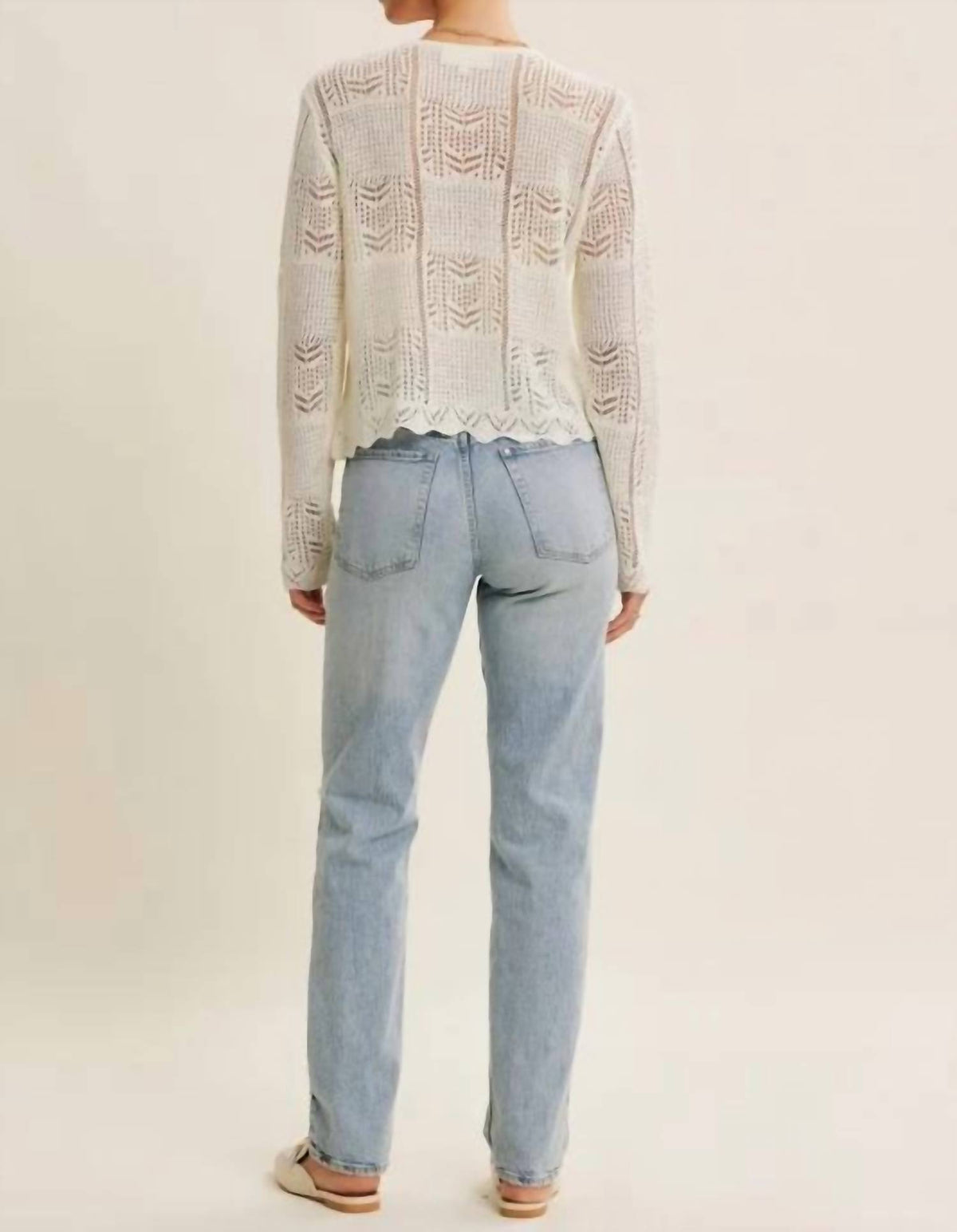 In February - Classic Pointelle Knit Button-down Cardigan