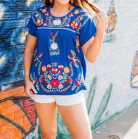 Layerz Clothing - Floral Embroidered Short Sleeve Top