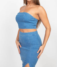 Denim Blvd - Renee Crop Top And Skirt Set
