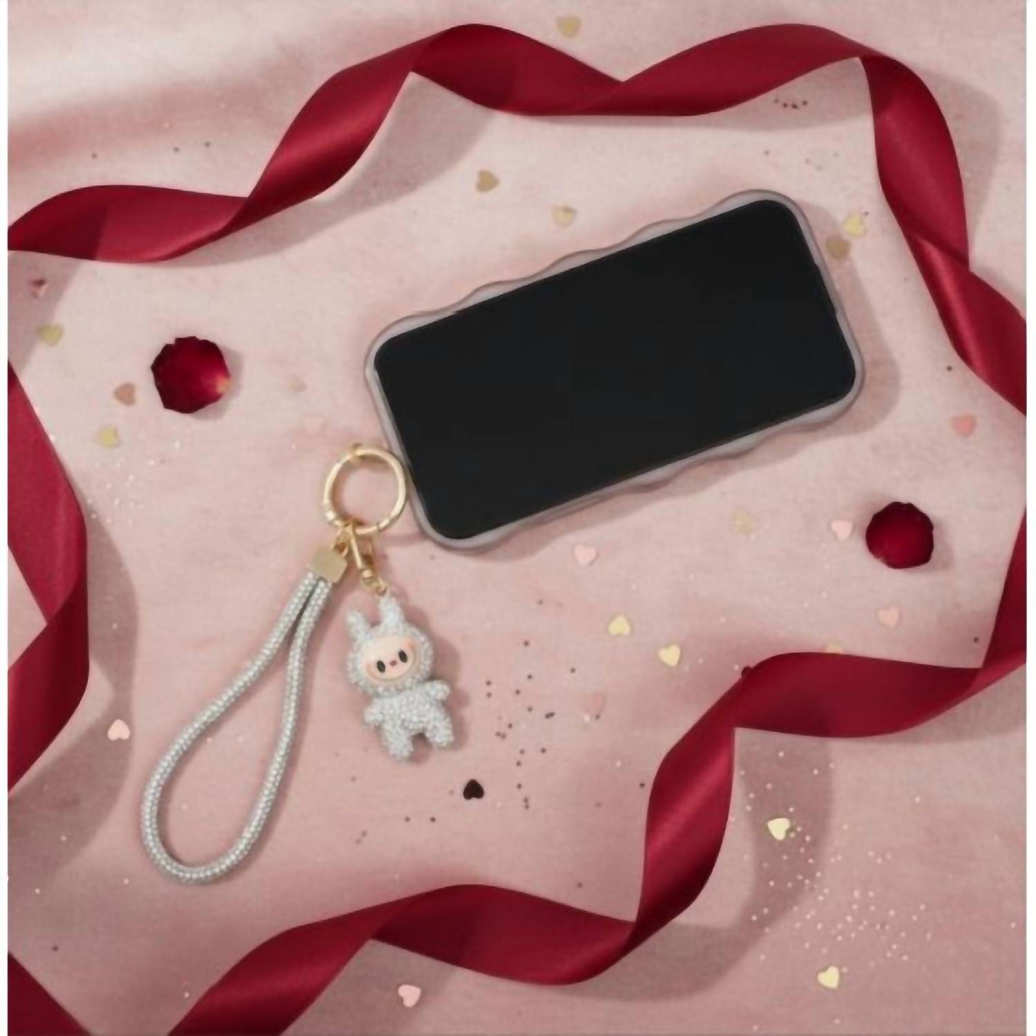 Sophia Collection - Unisex Labubu Charm Rhinestone Phone Wristlet Strap