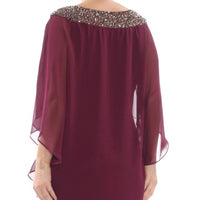 Xscape - Beaded Chiffon Capelet Shift Dress - Plus