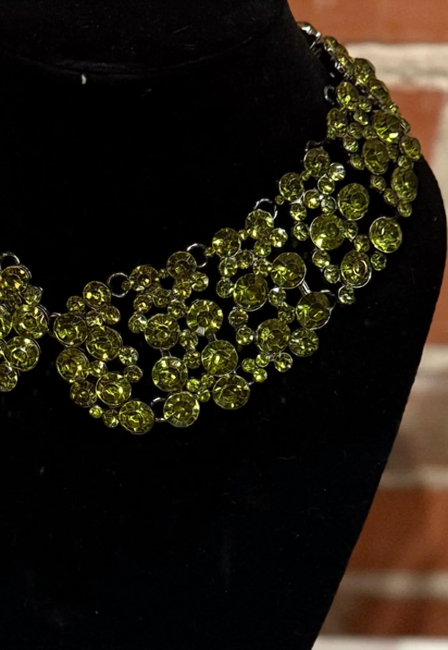Bling A Gogo Glam Collar Necklace in green - women's jewelry - detail view
