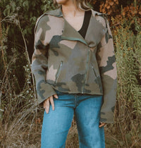 Miss Me Cutie Long Sleeve Zip Up Jacket in camo - women's jacket - alternate view