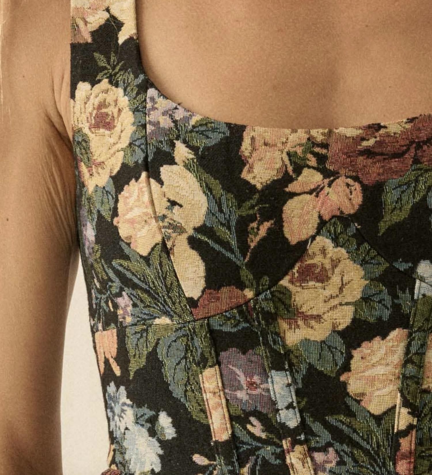 Promesa - Floral Jaquard Tapestry Fit-and-Flare Romper