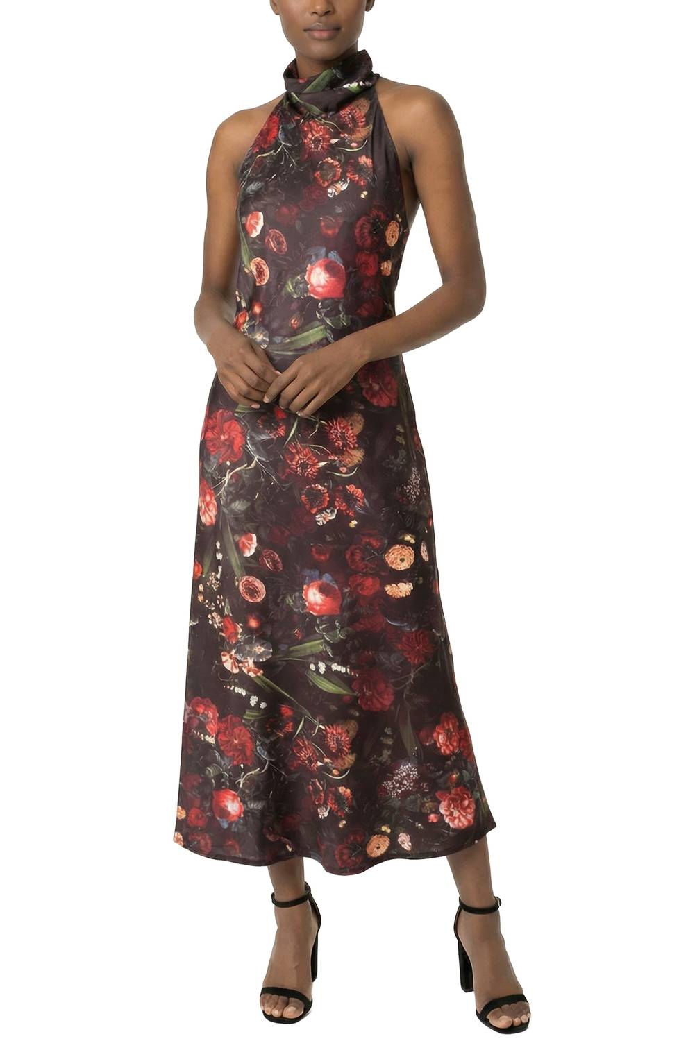 Area Stars Jersey Halter Dress in black garden - women's dress