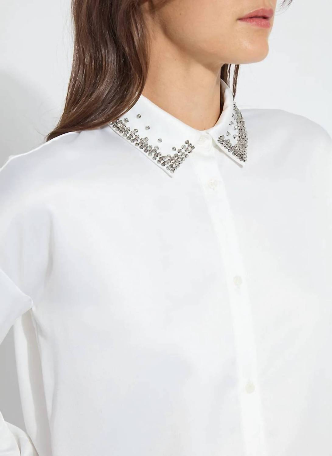 Lysse - Aurora Beaded Satin Button-down Shirt