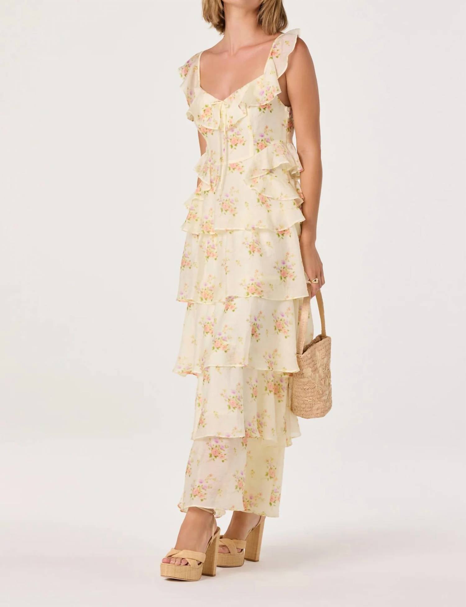 Astr - Women's Adessa Floral Ruffle Tiered Maxi Dress