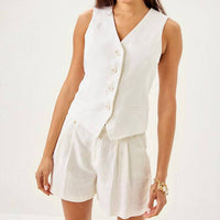 Lilly Pulitzer Bleecker Linen Vest in resort white 1 - women's jacket - alternate view