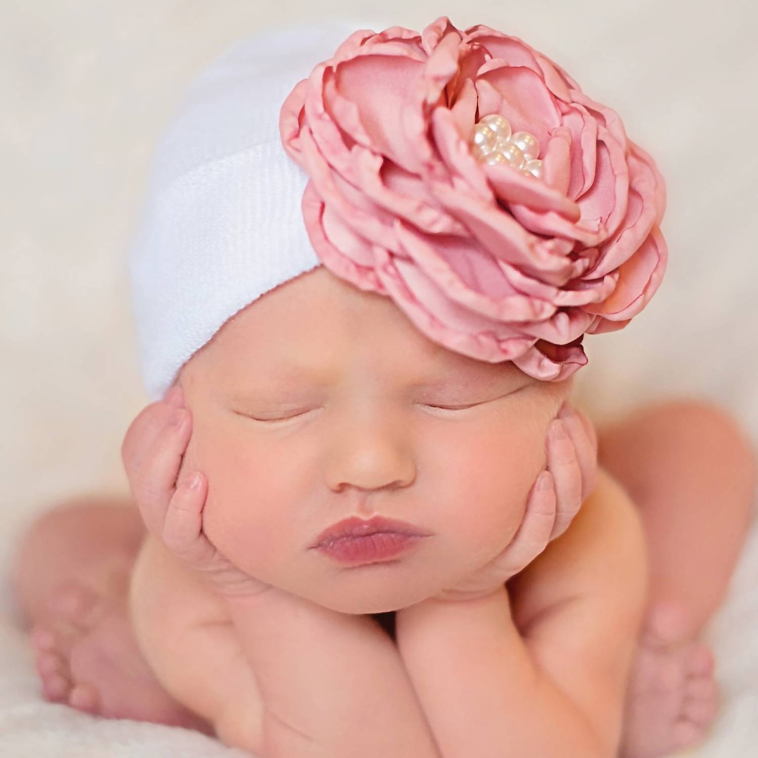 Ilybean - Silk Flower And Pearl Accents Nursery Hat