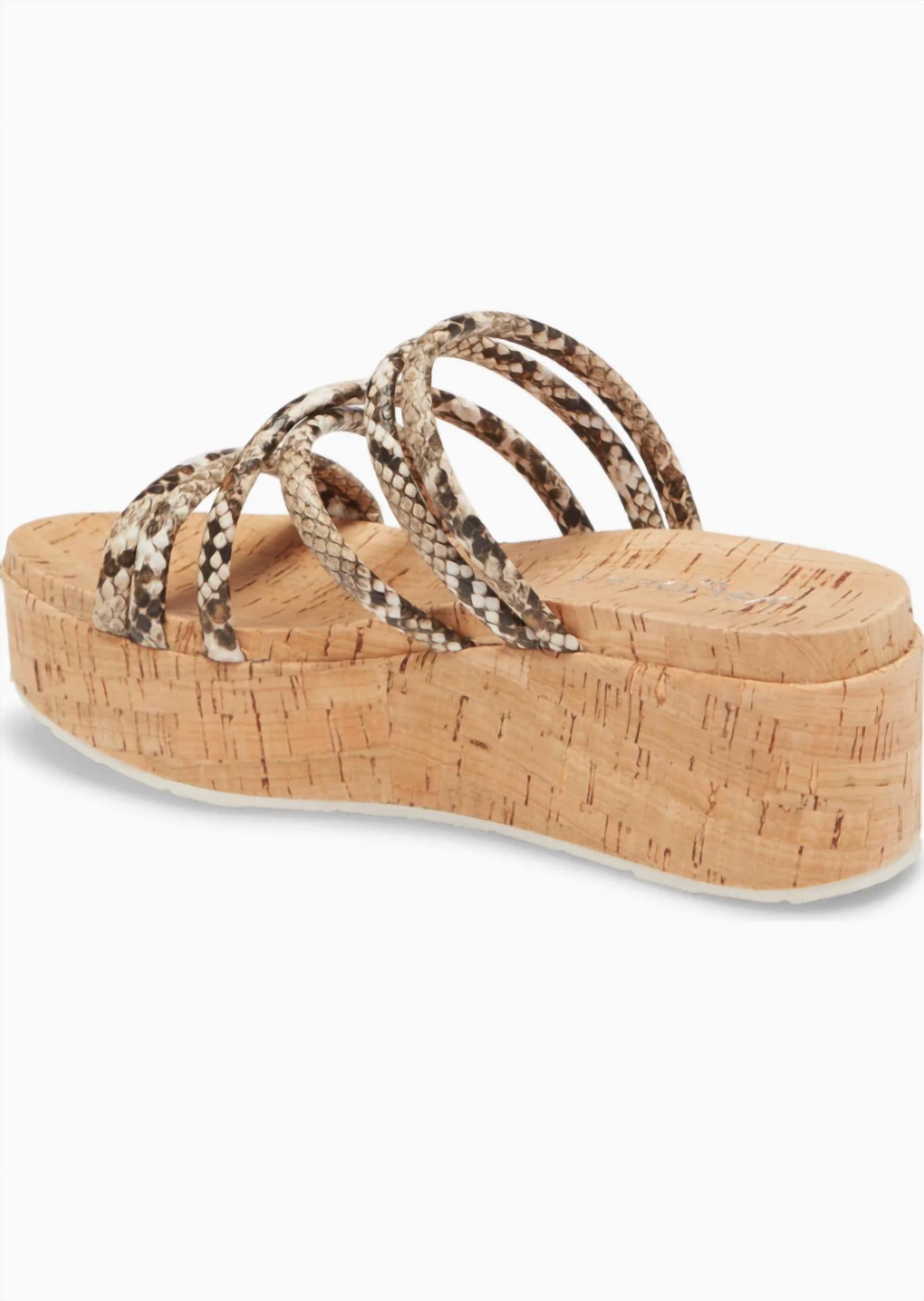 J/SLIDES Women's Snakeskin Cork Wedge Sandals in natural - women's shoe - alternate view