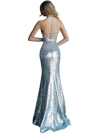 Jovani - Key Hole Neckline Sequin Dress