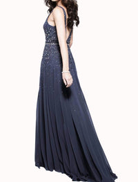 Jovani - V Neck Chiffon Prom Dress