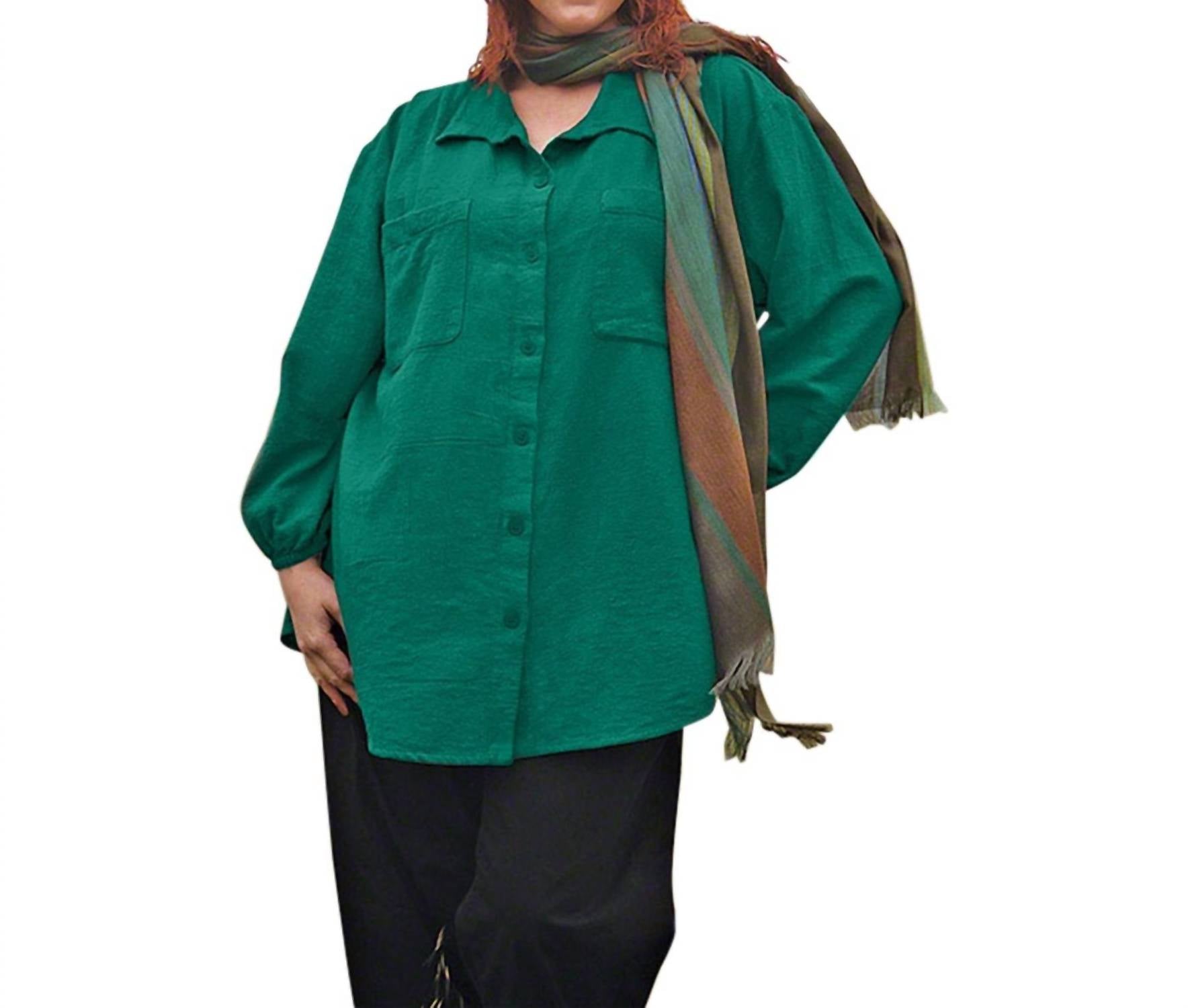 On The Plus Side - Long Sleeve Button Up Shirt - Plus